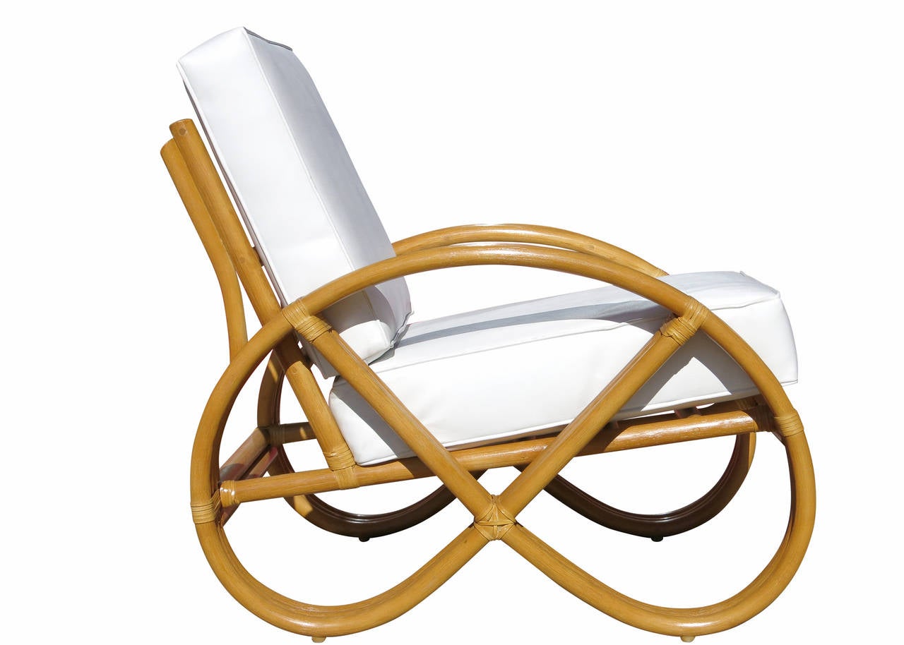 American Round Pretzel Arm Rattan Lounge Chair