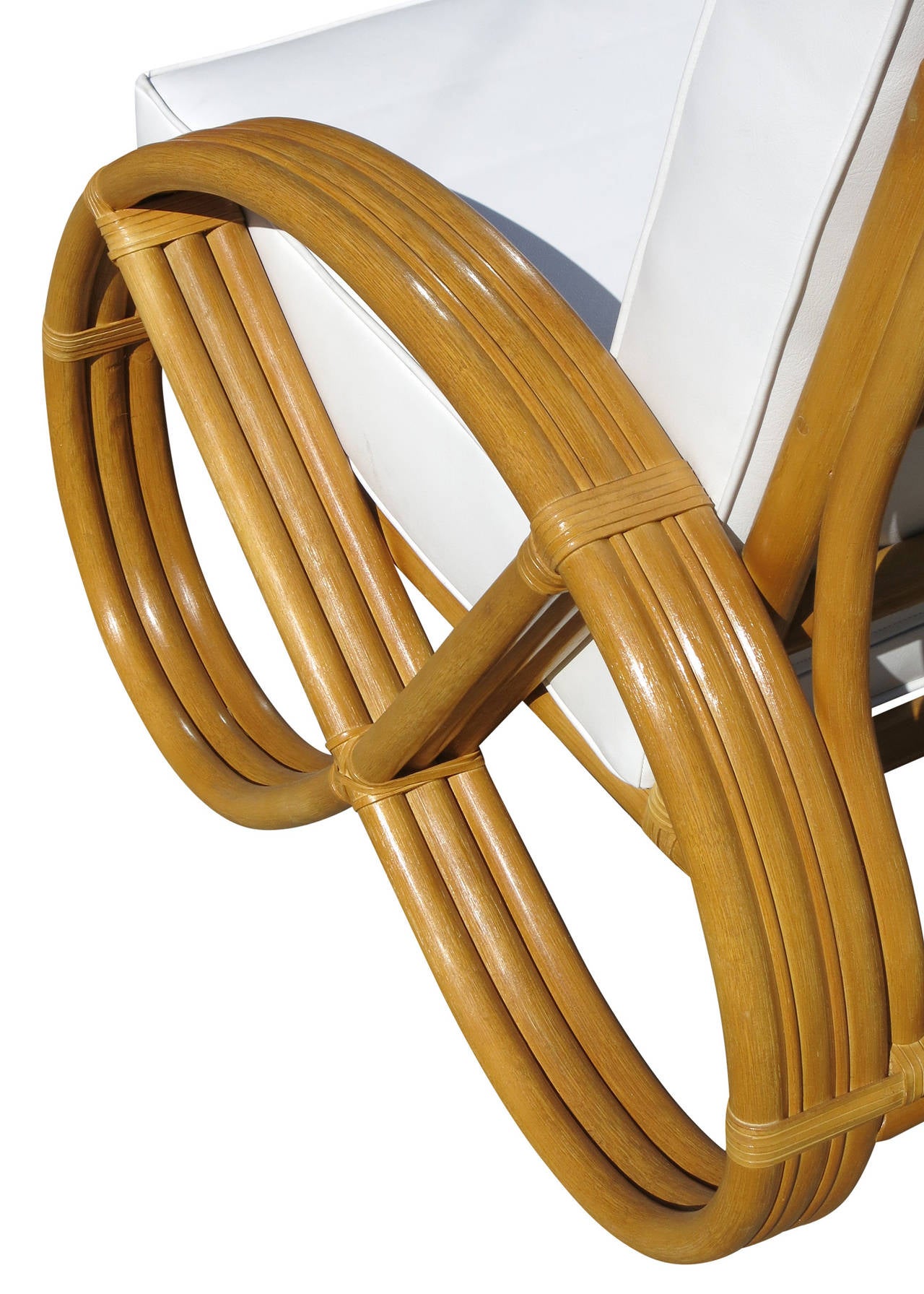 Bamboo Round Pretzel Arm Rattan Lounge Chair