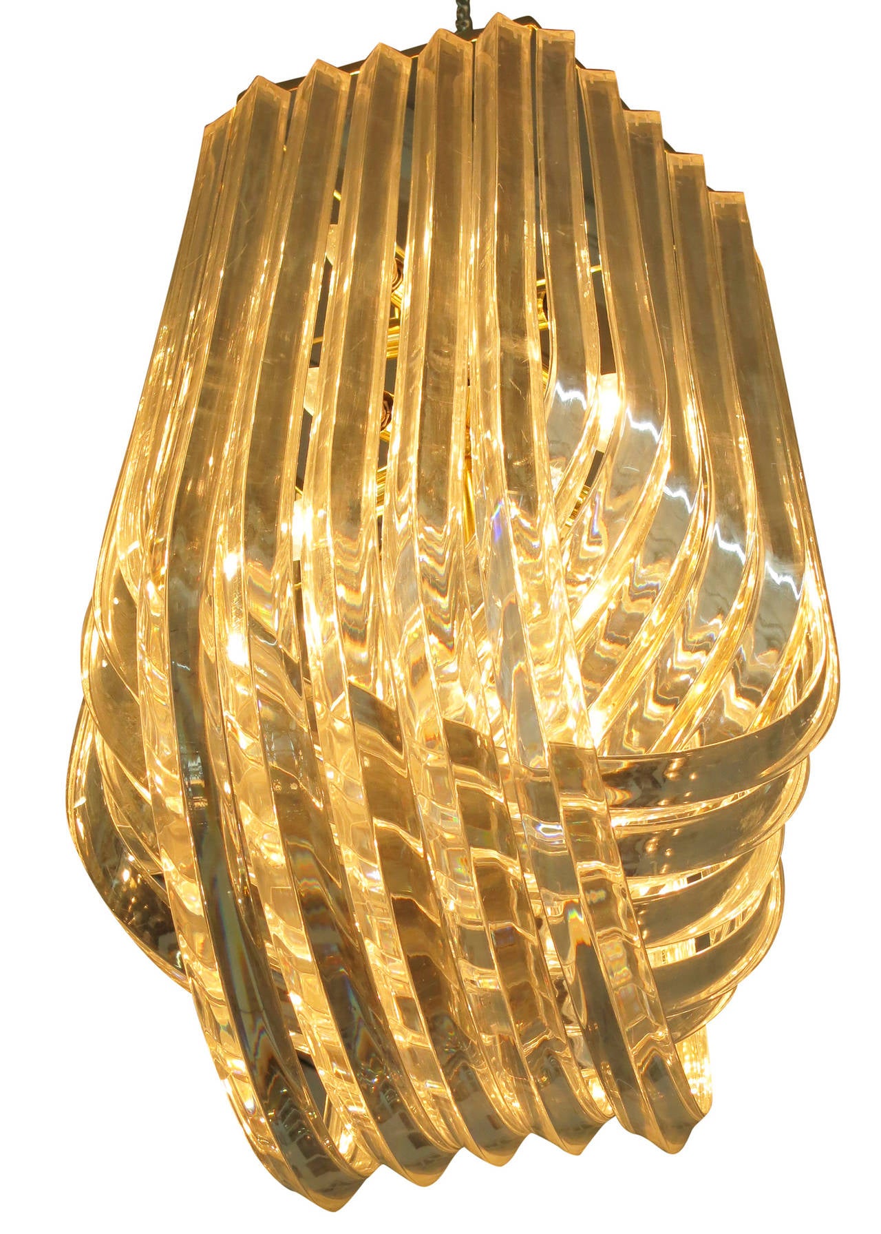 Large Sculptural Lucite Ribbon Chandelier For Sale at 1stDibs