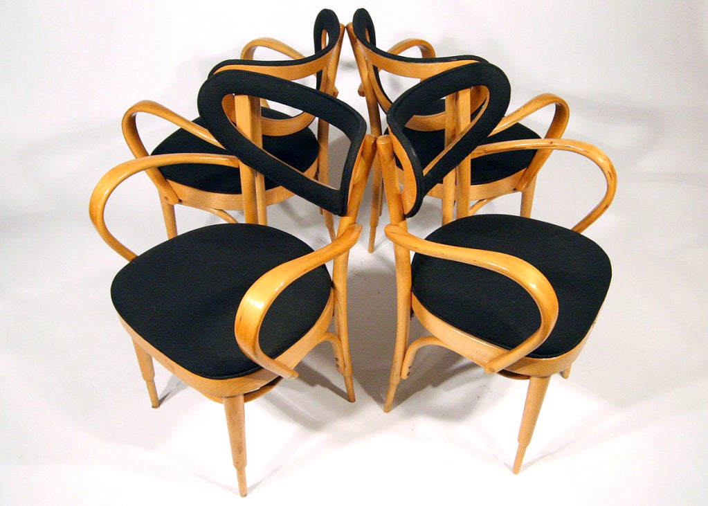 Set of Vintage 1950's Dining Chairs in the Manner of Thonet