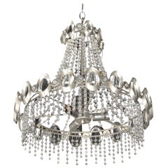 Rare Gaetano Sciolari Chrome and Beaded Crystal Chandelier ** Saturday Sale ** 7