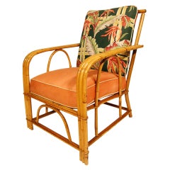 3 Strand Bentwood Rattan Armchair with Arching Sides