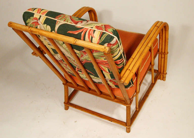 American 3 Strand Bentwood Rattan Armchair with Arching Sides
