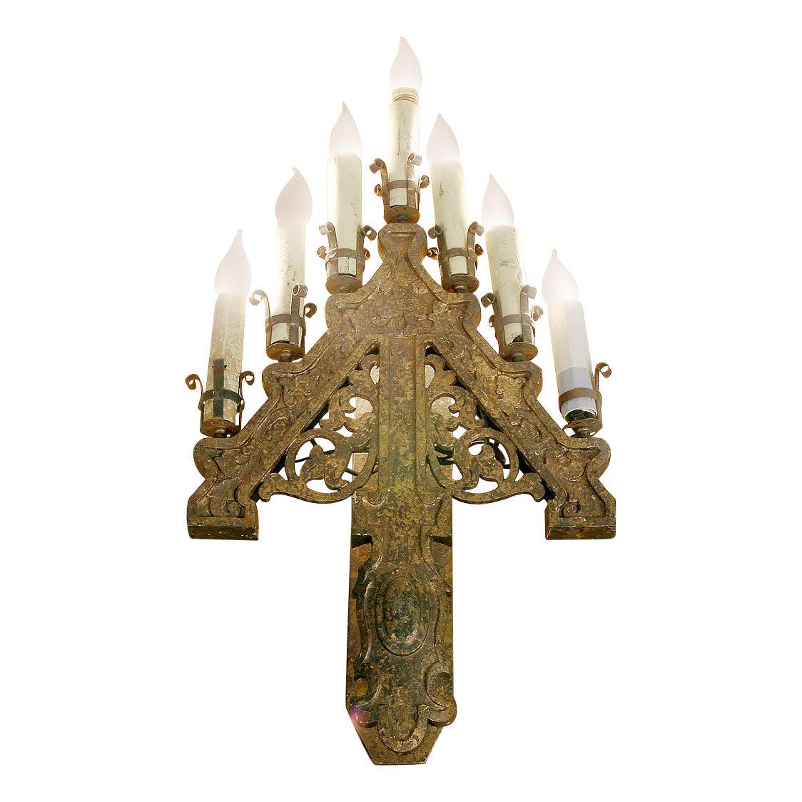 Late Victorian French Gothic Style Candelabra Wall Sconces