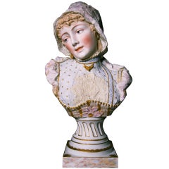 Antique Hand-Painted Porcelain Country Girl