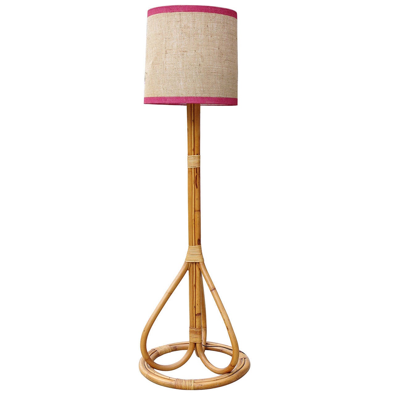 Mid Century Bent Rattan Pole Lamp at 1stDibs