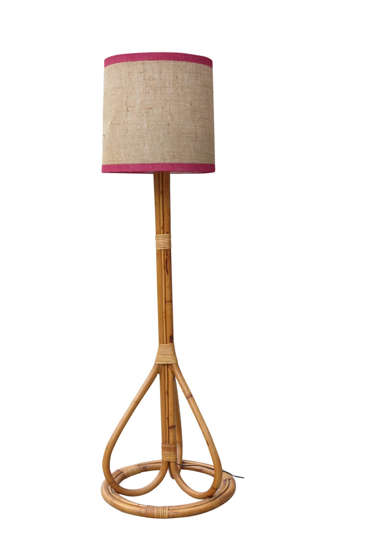 Mid Century Bent Rattan Pole Lamp