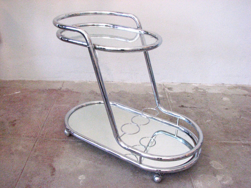 Italian Retro Style Chrome Bar Cart (All Carts On Saturday Sale)
