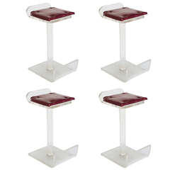 Set of Four Lucite Bar Stools in the style of Charles Hollis Jones 8