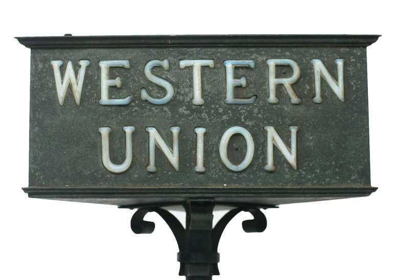 Rustic Western Union Countertop Lamp For Sale at 1stdibs