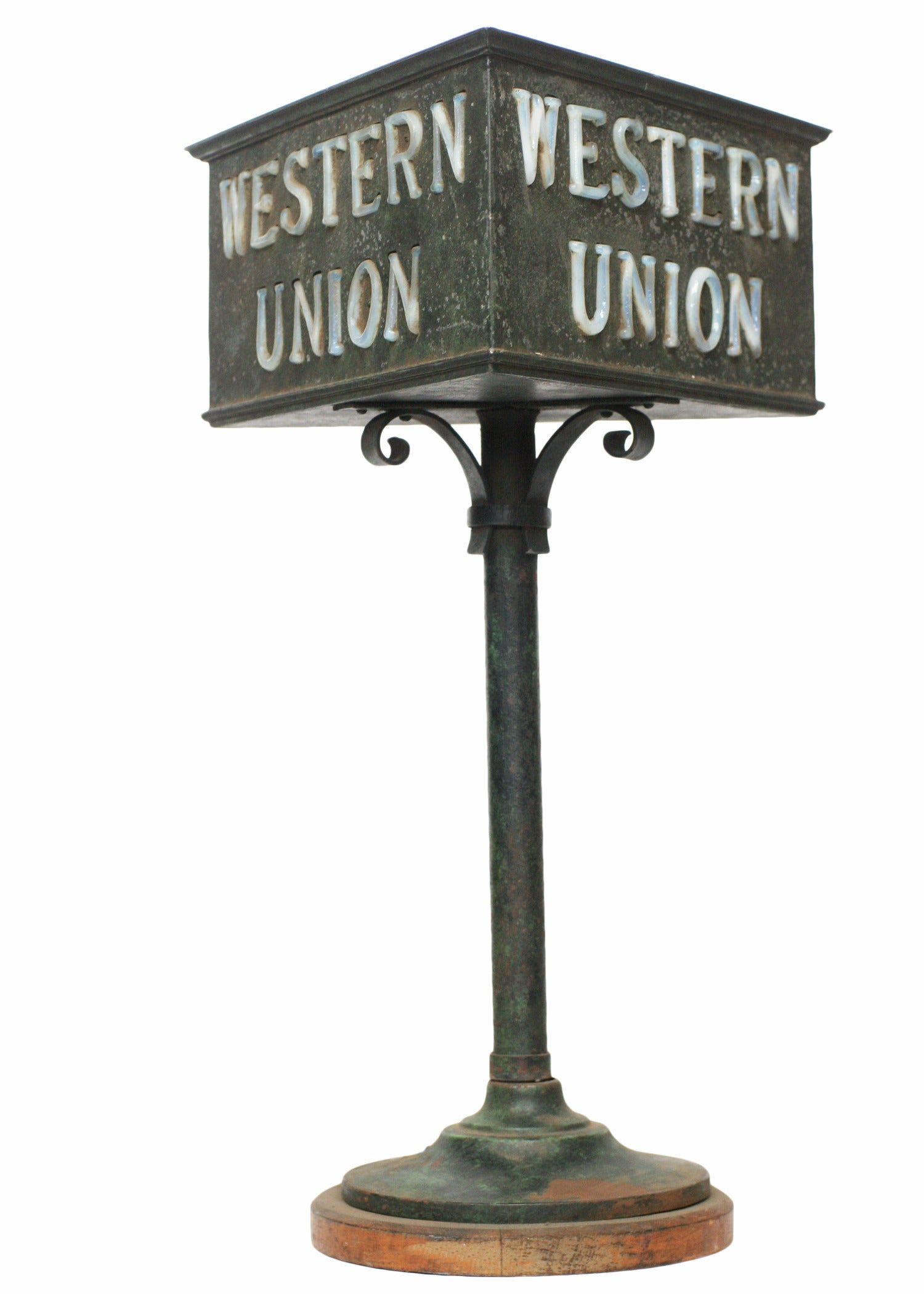 Rustic Western Union Countertop Lamp For Sale at 1stdibs
