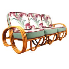 Restored Paul Frankl Style Three-Strand Reverse Pretzel Rattan Sofa 5