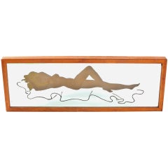 Hand-Painted Light Up Nude Figural Bar Wall Mirror 10