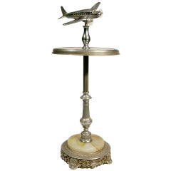 Vintage 1930's Metal Craft Light Up Chrome Airplane Side Table