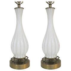 Pair of Murano Silver Sparkle Glass Lamps ** Saturday Sale** 6