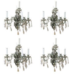 19th Century Nickel-Plated Bronze Rococo Dragon Wall Sconce Set of Four 6