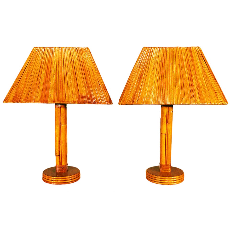 Rattan Pole Lamp with Split Rattan Lamp Shade