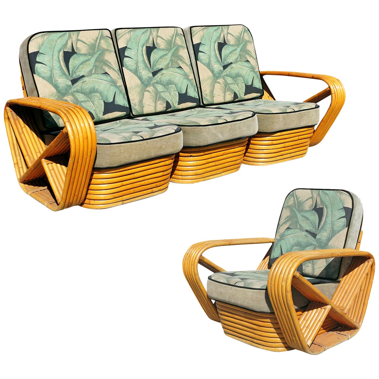 Paul Frankl Style Sofa and Lounge Chair Set