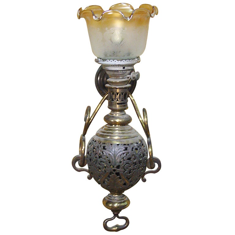 Large Colonial Style Hurricane Wall Lamp For Sale at 1stdibs