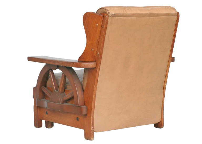 Mid-Century Modern Western Style Wagon Wheel Lounge Chair, Circa 1950