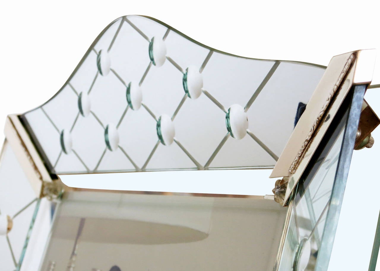 Glass Art Deco Table Top Picture Frame with Mirrored Face 4
