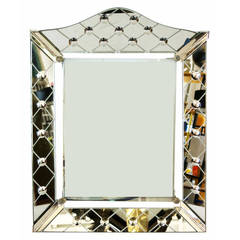 Glass Art Deco Table Top Picture Frame with Mirrored Face