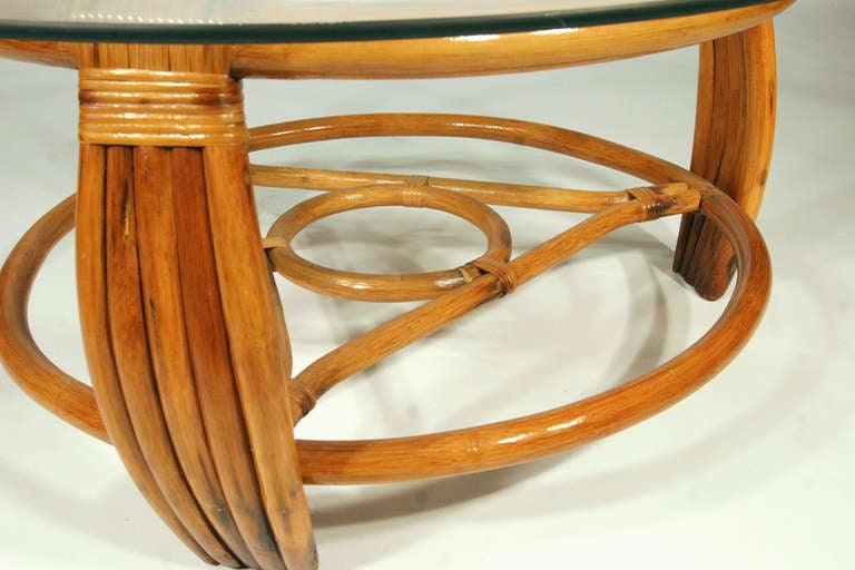 round rattan coffee table glass top