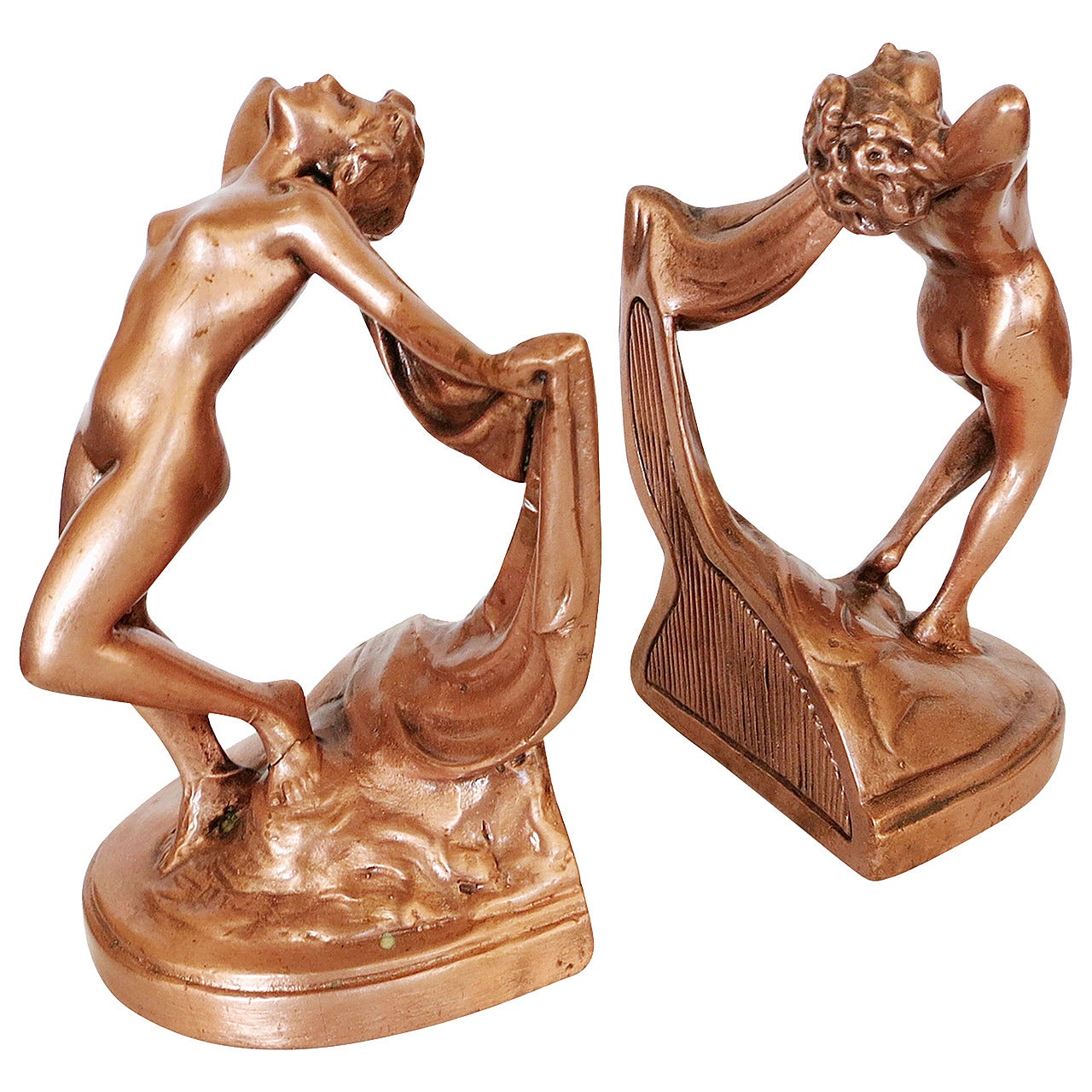 Nude "Newly Liberated" Galvano Copper Bookend set