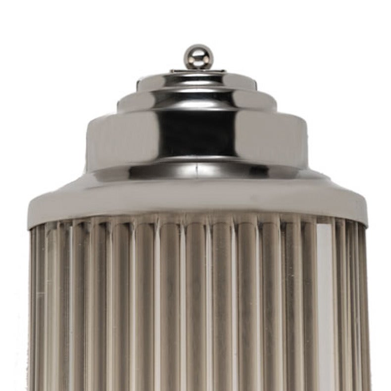 Art Deco Style Grand Theater glass rod wall sconce featuring a polished nickel finish with glass rod inserts.

Available-4