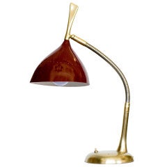 Vintage Brass Goose-Neck Desk Lamp