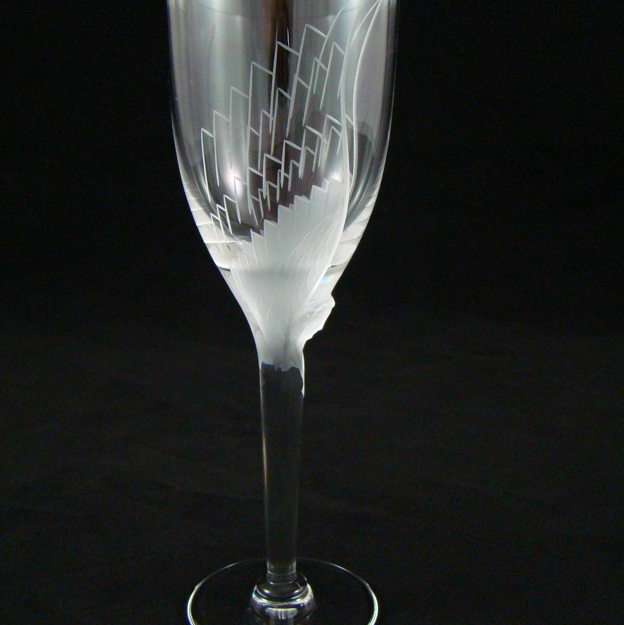 Art déco Ensemble de flûtes à champagne Angel en cristal de Lalique