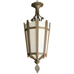 Art Deco Bronze and Glass "Federal" Chandelier ** Saturday Sale** 10