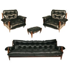 Retro Sergio Rodrigues "Mole" Sofa, Lounge Chairs & Ottoman