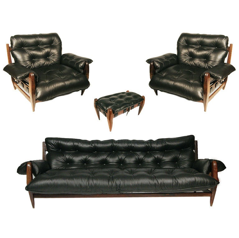 Sergio Rodrigues "Mole" Sofa, Lounge Chairs & Ottoman