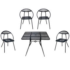 Salterini Mid-Century Modern Steel Outdoor or Patio Dining Set with Four Chairs 10