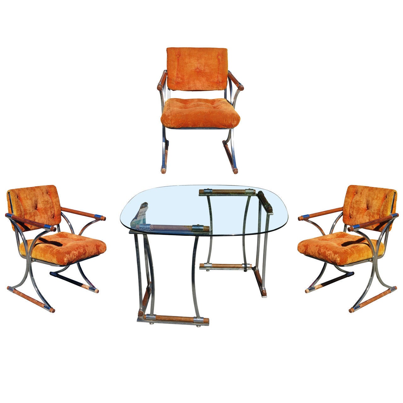 Chrome Dining Chair And Table Set By Cleo Baldon For At Chrome Dining Chair Table Set By Cleo Baldon For