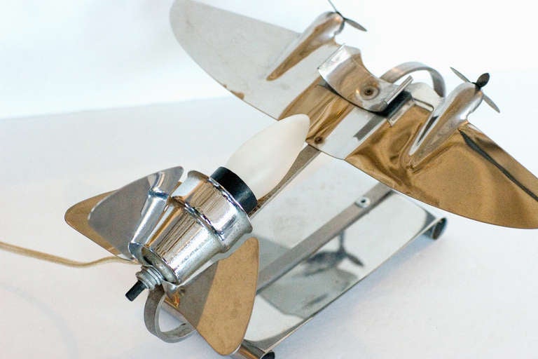 Chrome Streamline Airplane Table Lamp