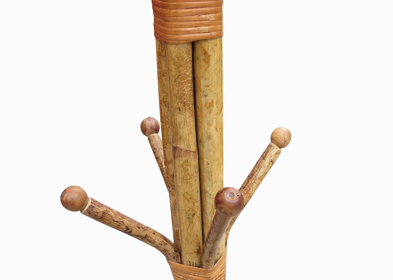 Franco Albini Style Tiger Rattan Coat Rack at 1stdibs
