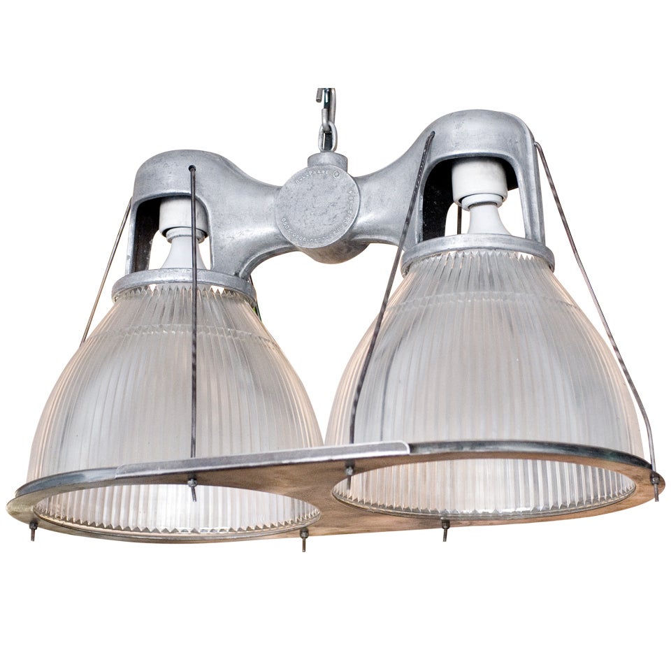 1940s Holophane Industrial Double Pendant Lamp