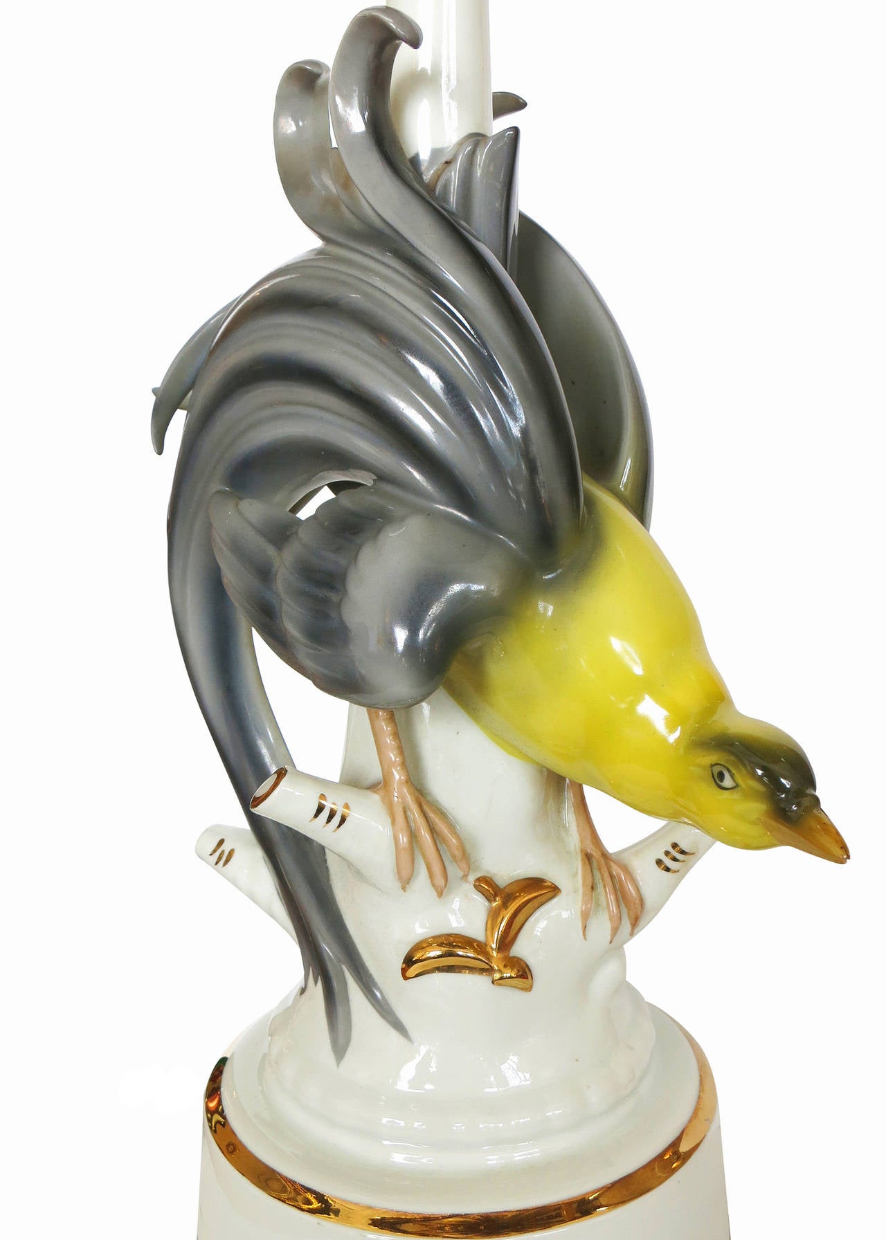 Mid-Century Modern Mid-Century Ceramic Greater Bird of Paradise Table Lamps, Pair
