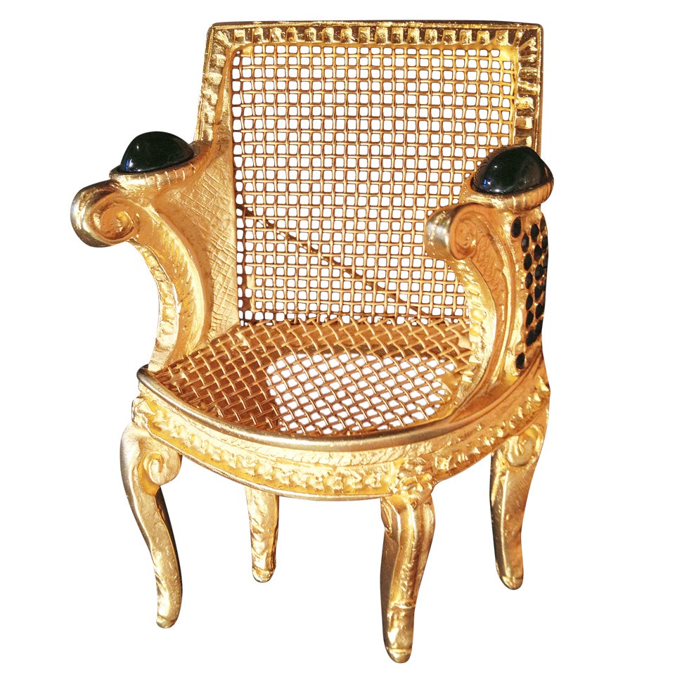 1985 Karl Lagerfeld Gilt 
Crystal  Louis XIV "Chair" Brooch **Saturday Sale**