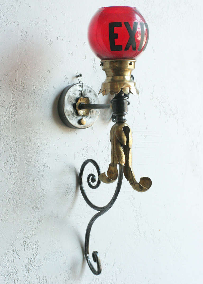 Large Tole Scroll pattern Wall Sconce with Exit Globe  ** Saturday Sale **