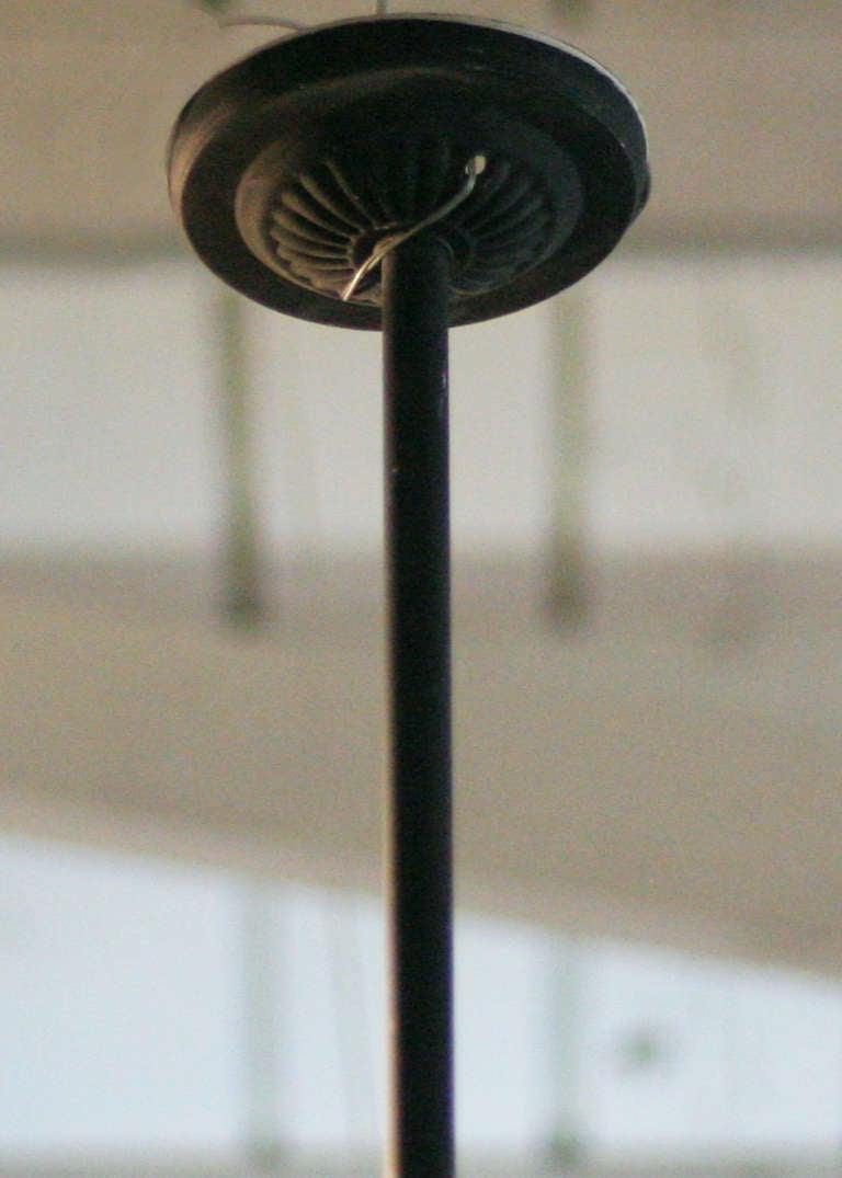 20th Century Schoolhouse Brass Pendant Light with Globe, Circa 1920