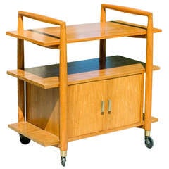 Three-Tier Mid-Century Bar Cart with Storage Cabinet 8