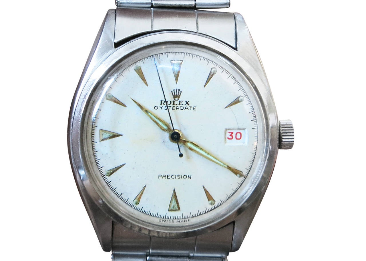 British Rolex Stainless Steel Oyster Precision Date Wristwatch **Sat Sale**