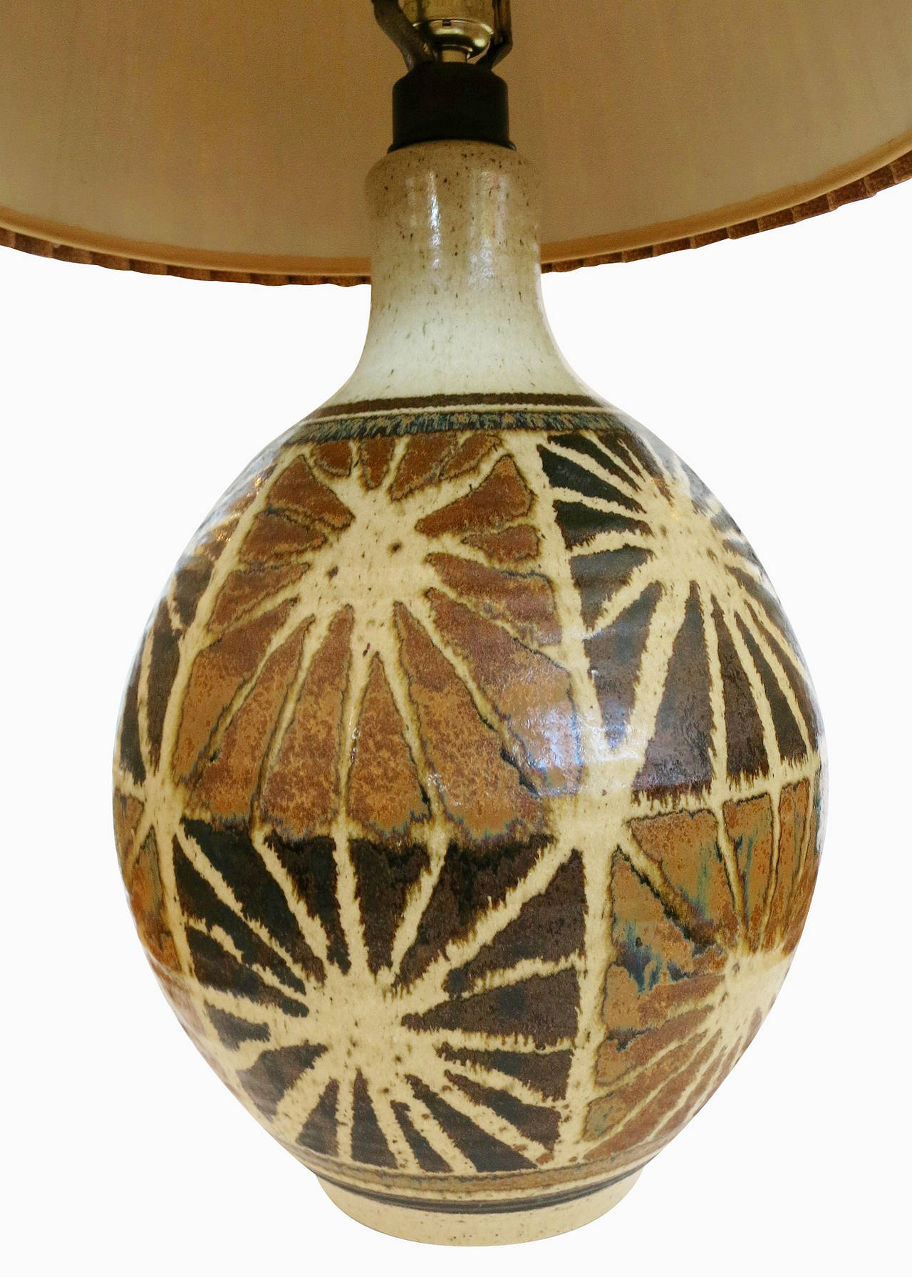 Mid-Century Modern Modernist Starburst Art Pottery Lamps, Pair by Wishon-Harrell