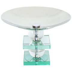 French Art Deco Crystal and Chrome Compote 8
