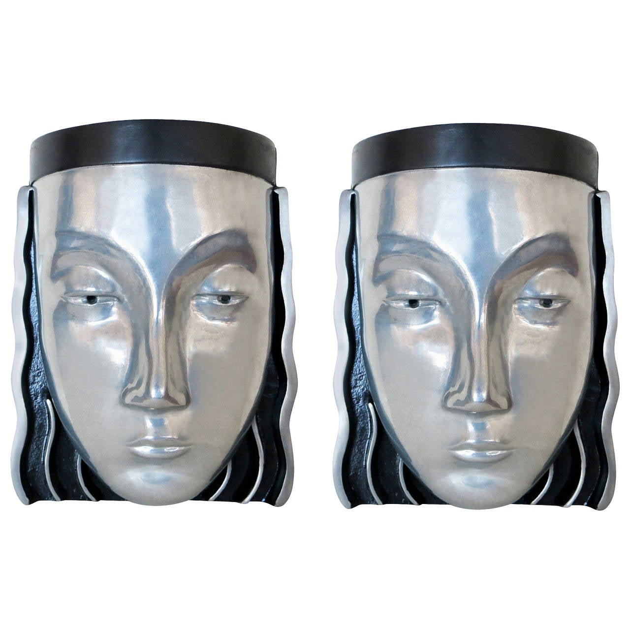 Art Deco Style Female Face Mask Wall Sconce For Sale at 1stdibs