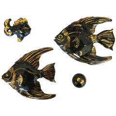 Ceramic Aquatic Angelfish Wall Art Set ** Saturday Sale ** 1