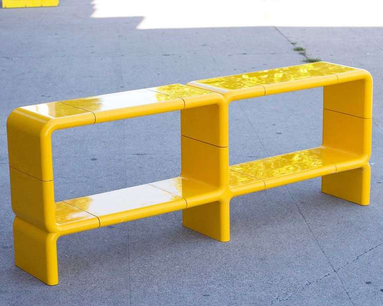 Rare Kay Leroy Ruggles UMBO modular horizontal shelve / room divider manufactured by Directional Industries in New York. The shelving is made of heavy grade plastic. This is a great late mod piece.

This is part of a set that can be seen here: